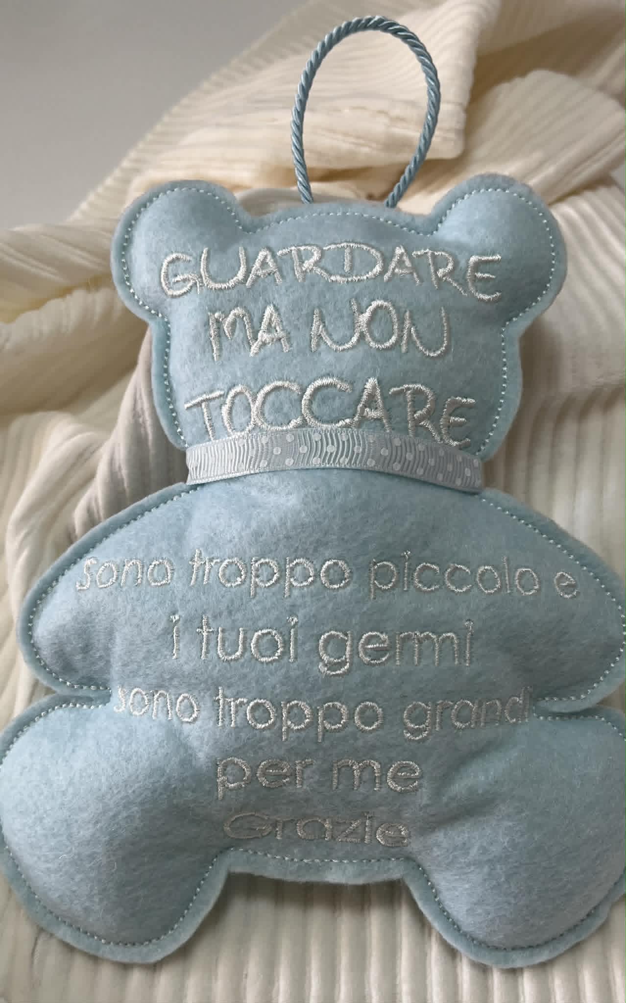 Orsetto nascita bimbo in pannolenci – Azzurro