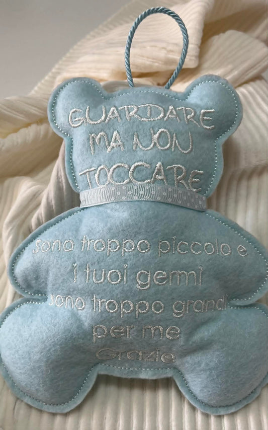 Orsetto nascita bimbo in pannolenci – Azzurro